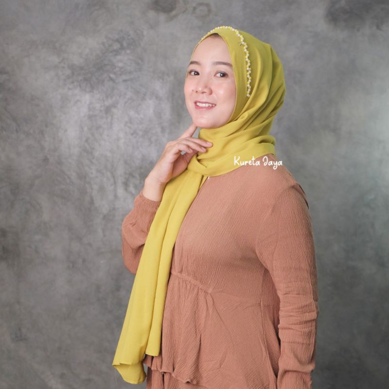 Pashmina Tali Instan Payet Diamond Strech Elastis Premium Pasmina Pesta Bando Swarosky Realpict Original PashminaPesta-Lime