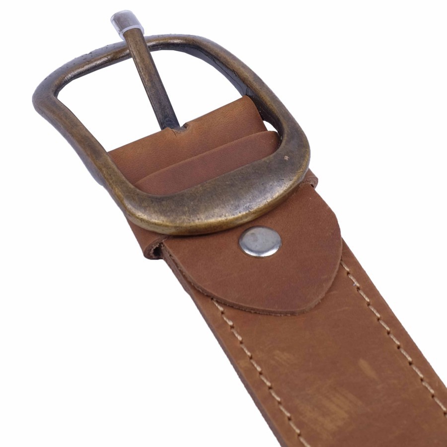 Ikat Pinggang Pria Gesper Sabuk Kulit Asli Leather Belt Buckle LB-03 - Cokelat