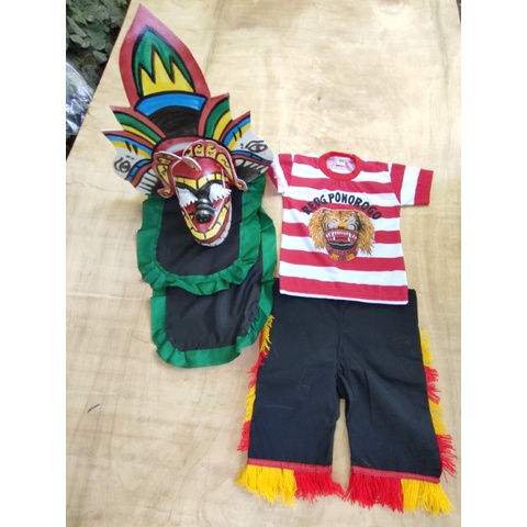 (1paket) Paket stelan baju reog + barongan tinggal pakai | mainan anak caplokan kaos reog ponorogo