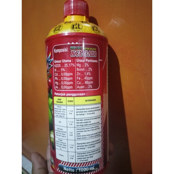 Pupuk KCL CAIR BEEN SAE 1Ltr Kalium Cair