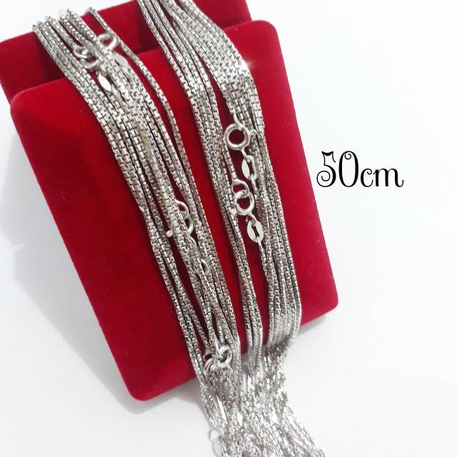KALUNG ITALY HALUS PANJANG 50CM PERAK 925 LAPIS EMAS PUTIH / PERHIASAN SILVER / PERAK ASLI / KL457