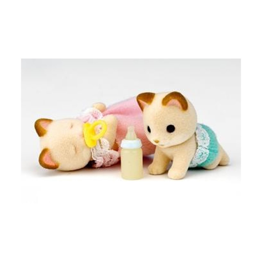 SYLVANIAN FAMILIES ORIGINAL FLAIR - CREAM CAT TWINS BABY (RARE)