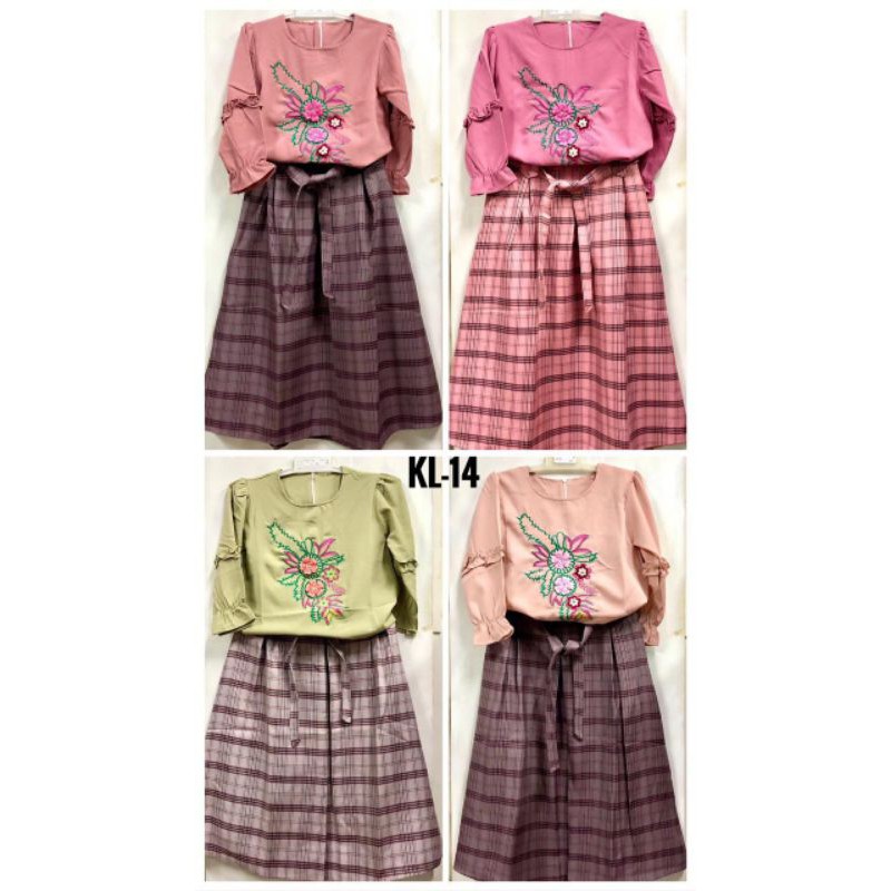 setelan rok anak crepe bordir bunga saint queen