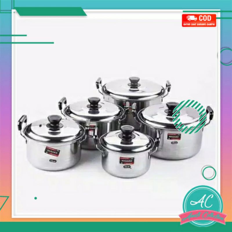 Set Panci 12pcs dandang masak nasi cookware set 5in1 steamer high quality stainless steel