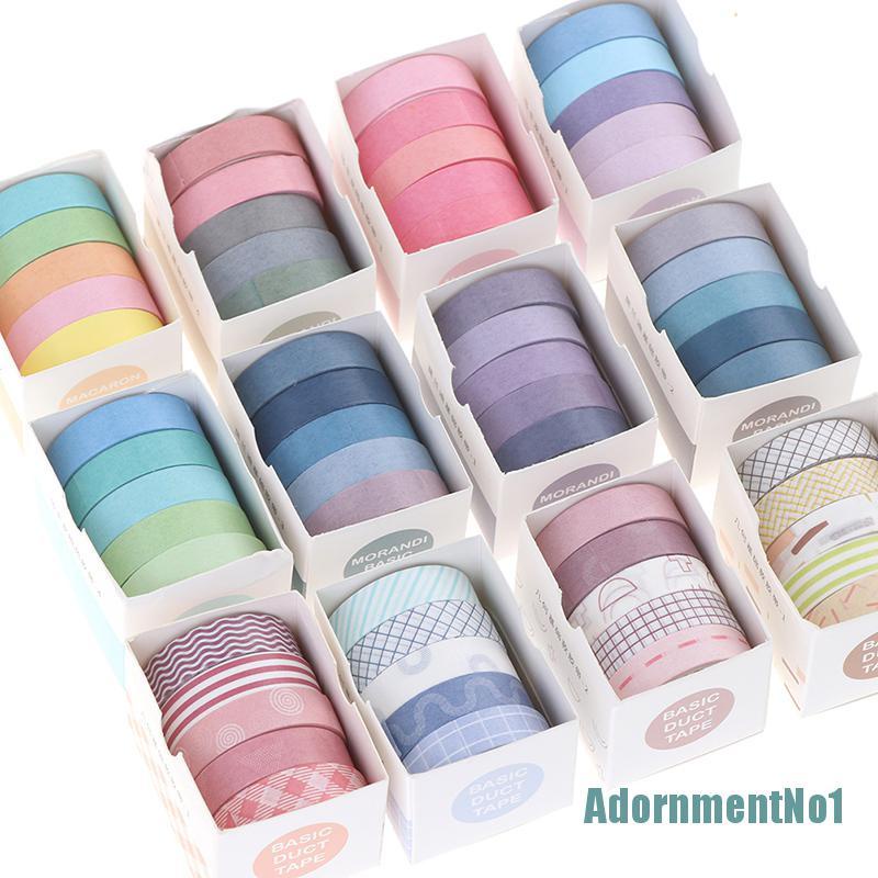 (AdornmentNo1) 5 Rol / box Selotip Masking Tape Warna Polos Untuk Scrapbook