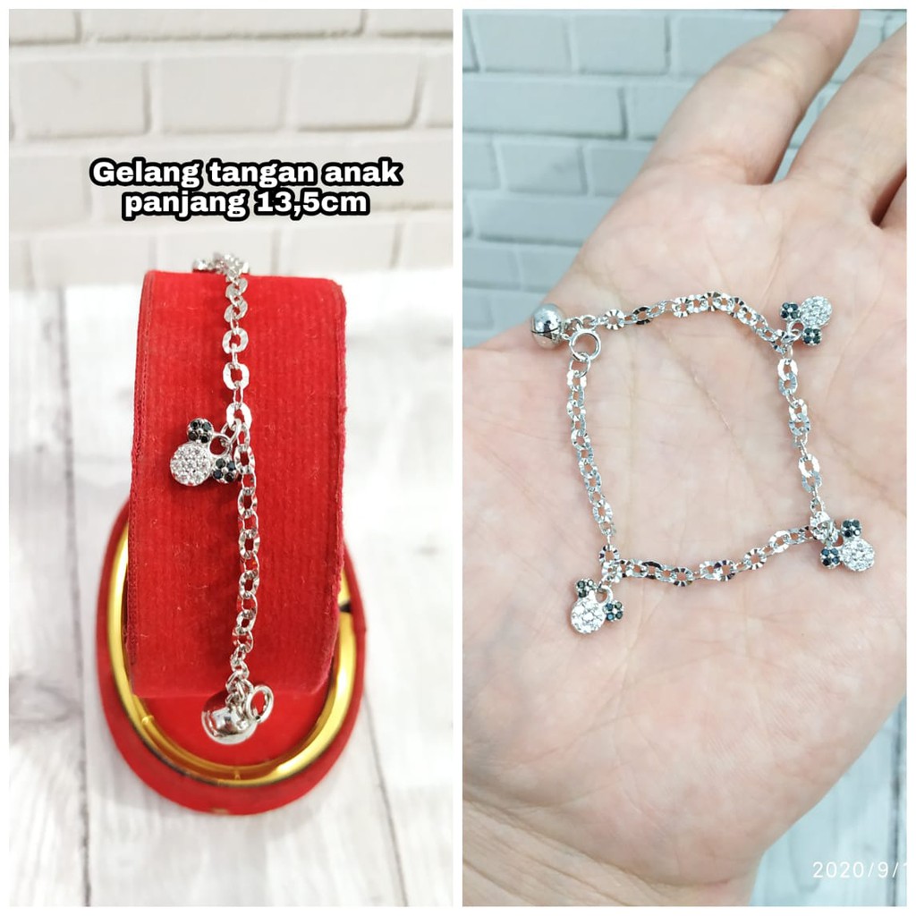 GELANG TANGAN ANAK MICKY MICKEY MATA PERAK ASLI S925