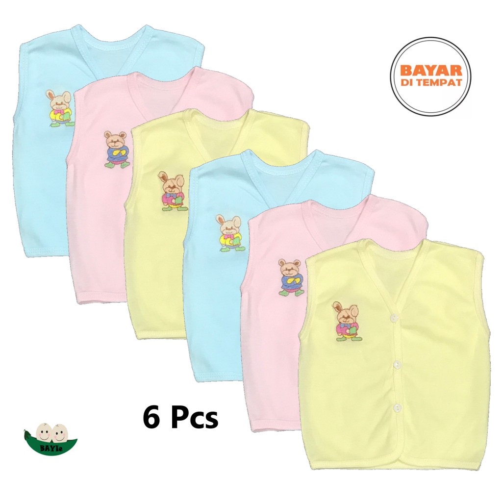 BAYIe -  6 Pcs  Baju Bayi BUNTUNG Warna LILY Kualitas PREMIUM Bahan TC tebal umur 0-3 bulan