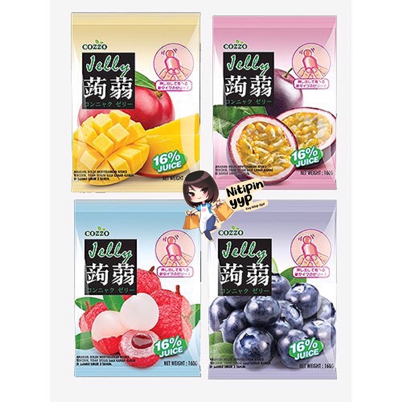 [HALAL] Konnyaku COZZO Fruit Jelly Zero Fat - Snack Konjac Juice Jelly Buah mirip Orihiro Jelly Jepang - Cemilan Jelly Sehat (160gr)