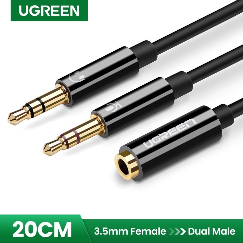 kabel Aux audio splitter dual male 3,5 to Female 3,5 with mic Ugreen 20898