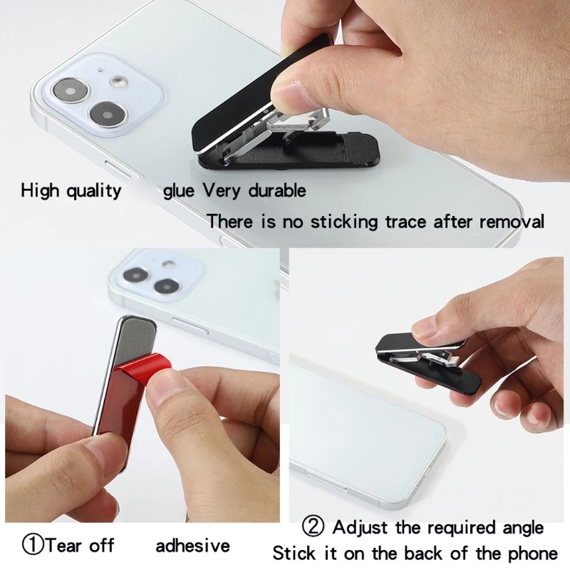 Holder / Dudukan Mobile Phone / Tablet Universal Mini Lipat Bentuk L Bahan Metal Untuk  / Samsung / Xiaomi / Huawei