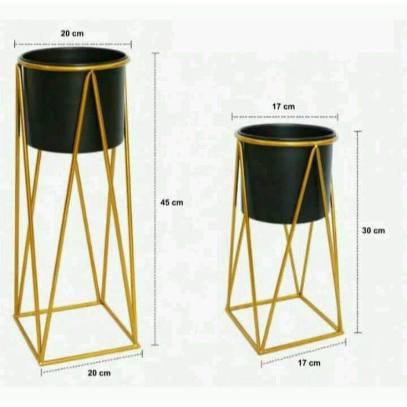 Standing Pot | Rak Pot Gold Putih Hitam (Belum termasuk pot)