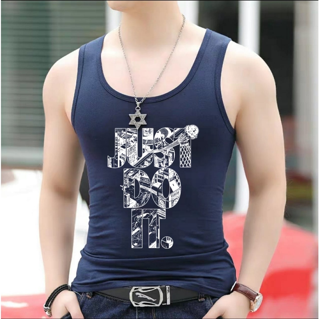 POLILE - Singlet JUST / singlet keren / singlet cowok / kaos santai