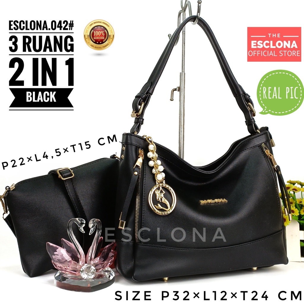 TAS WANITA ESCLONA 042 TAS BAHU WANITA SHOULDER BAG TAS SELEMPANG FASHION CEWEK TAS IMPORT WANITA TAS BATAM WANITA 2 IN 1 TAS FASHION WANITA TERBARU TAS KERJA WANITA TAS KANTOR WANITA TAS KULIT WANITA IMPOR TAS KOREA WANITA S2