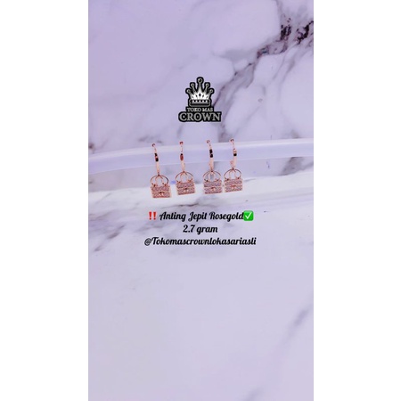 Anting Emas Asli Fashion Tas Rose Gold 2.7Gram