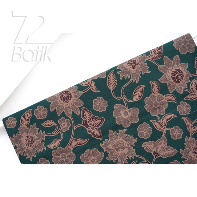 KAIN BATIK KATUN Premium Motif Kembang Warna Hijau Ijo 727896 Cap 72 Jarik Jarit Samping Kebat Panjang Batik Katun Modern Premium Bahan Seragam Batik Pernikahan Kantor Keluarga Murah Kamen Jadi Batik Bali Lembaran
