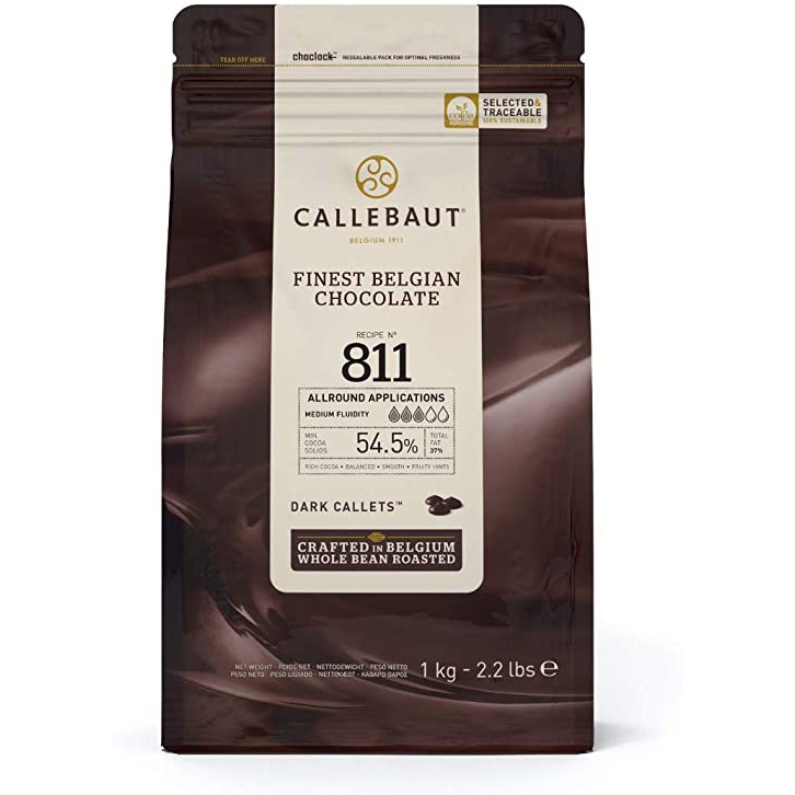 CALLEBAUT DARK CHOCOLATE 811 COUVERTURE 250GR/REPACK/DARK CALLETS/CALLET/COKELAT LELEH 250 GRAM