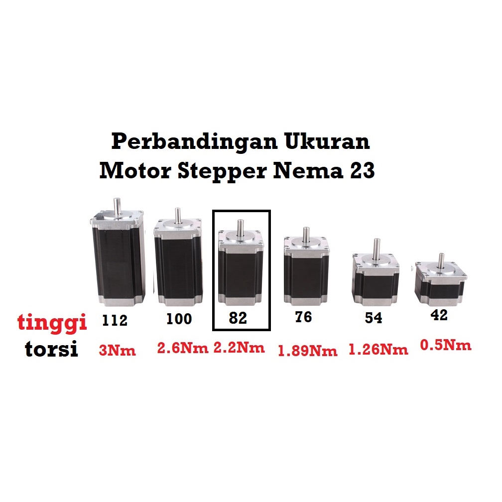 [HAEBOT] Motor Stepper Nema 23 57HS82 2.2Nm 82mm 3A 315OZ CNC Robot Laser Router Plasma Milling High Torque Mesin Induksi Slider Mekanik Bipolar 2 Phase Fasa Coil Dinamo Penggerak