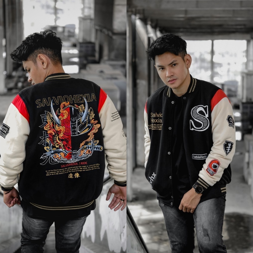 Jacket Varsity SALVIO HEXIA Original SUNMORRY Series Full Bordir Jaket Versity Pria Wanita Jaket Bas