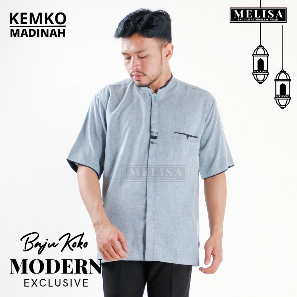 baju koko pria kemko lengan pendek bahan katun madinah size M L XL XXL XXXL XXXXL baju koko pria jumbo pendek