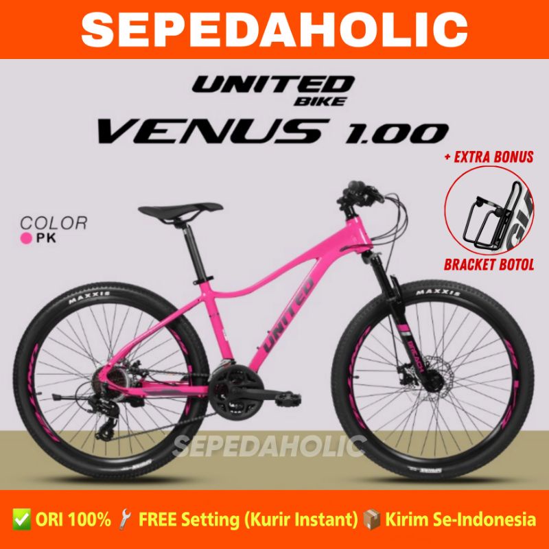 Sepeda Gunung MTB UNITED VENUS 1.00 1.0 Alloy 26 Inch Rem Cakram Lady Friendly