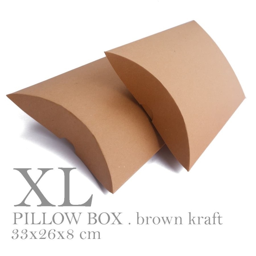 

Pillow Box Coklat Size XL Kotak Kado Kardus Kemasan Hadiah Hampers Dus Souvenir Bingkisan Gift Packaging 26x33x8