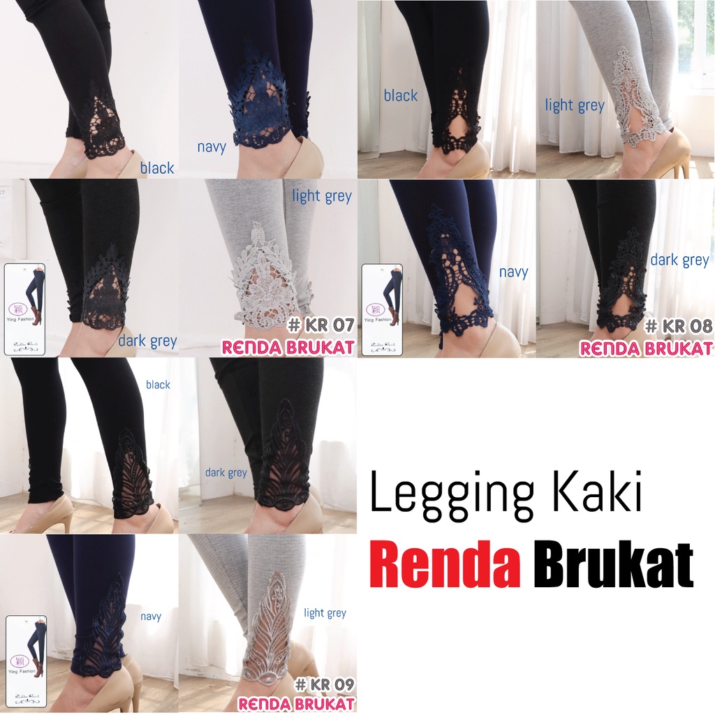 Legging Renda Brukat Wanita KR08 / Legging jumbo wanita / Legging wanita panjang / Legging hitam