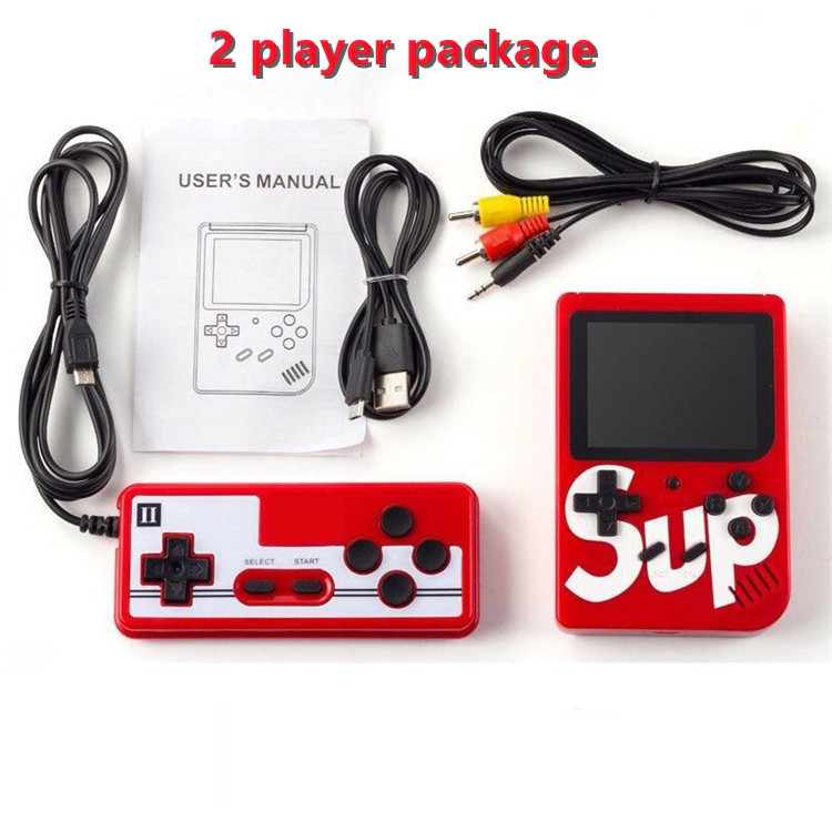 Gameboy Retro FC 400 Classical Games Portable LCD Screen Support for TV & 2 Players Gifts for Kid-2 Players merah