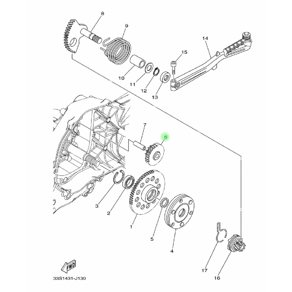 GEAR IDLER GIGI DOUBEL DOUBLE STATER ATAS XEON KARBU RC GT AEROX 125 ORIGINAL YGP 44D-E5512-00