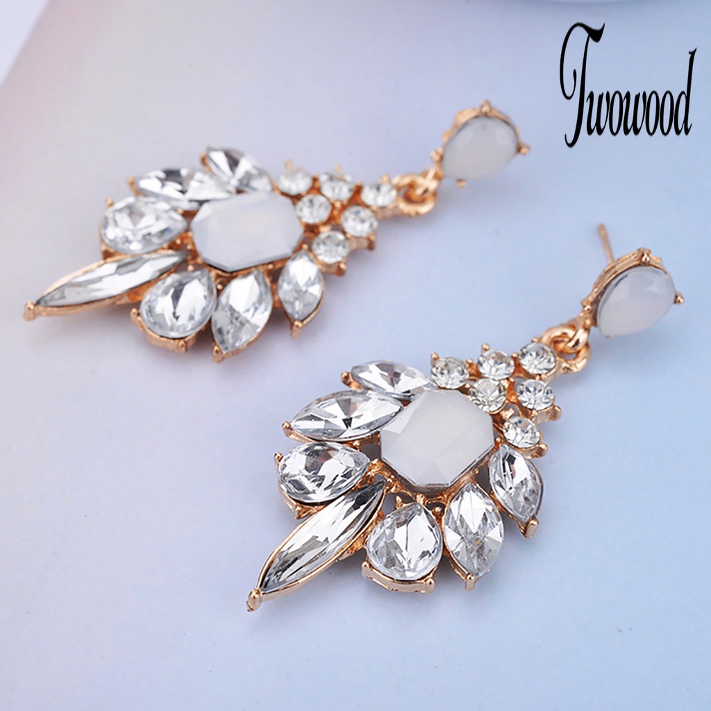 1 Pasang Anting Stud Bentuk Water Drop Bahan Alloy Untuk Wanita