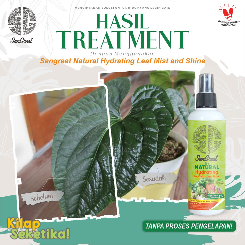 Semir kilap daun Water Base + vitamin Tanpa Pengelapan SanGreat Hydrating Leaf Mist &amp; shine 250 ml