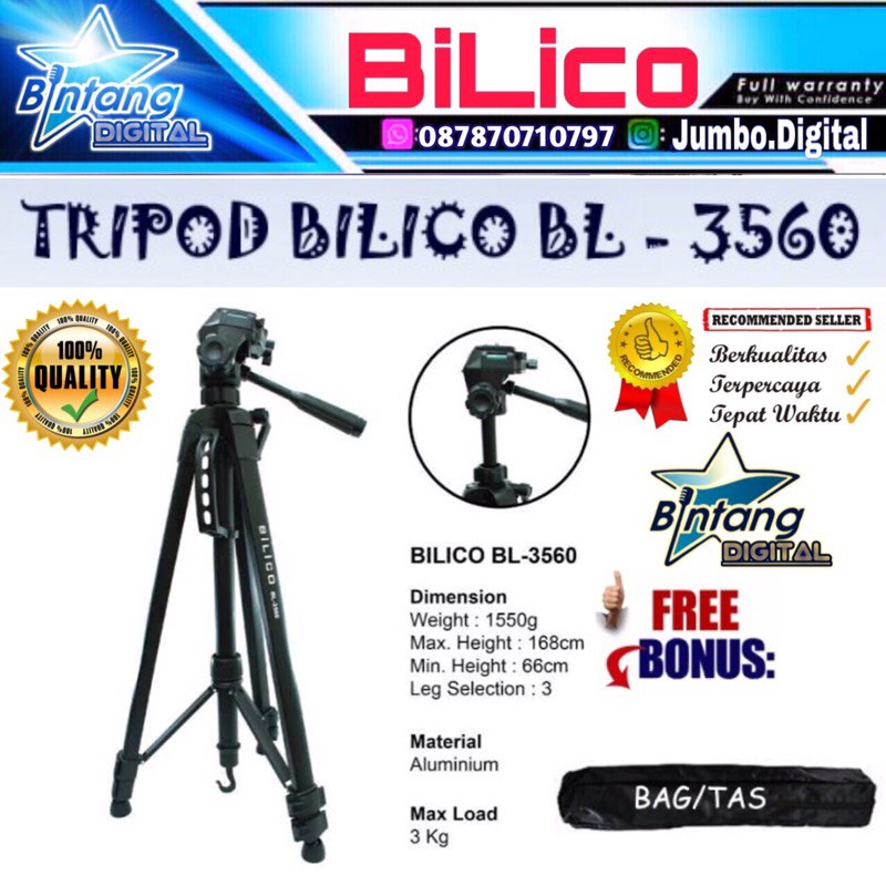 Tripod Bilico BL-3560 Kamera Video tripod - Bilico 3560 Tripod kokoh buat Kamera DSLR Mirrorless