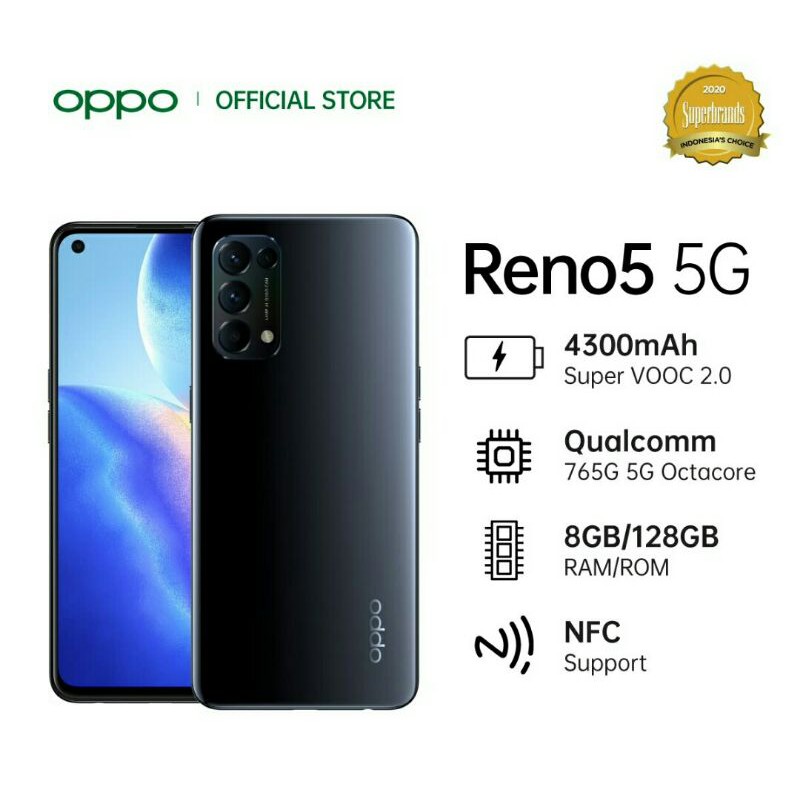 OPPO RENO 5 5G 8/128Gb Garansi Resmi