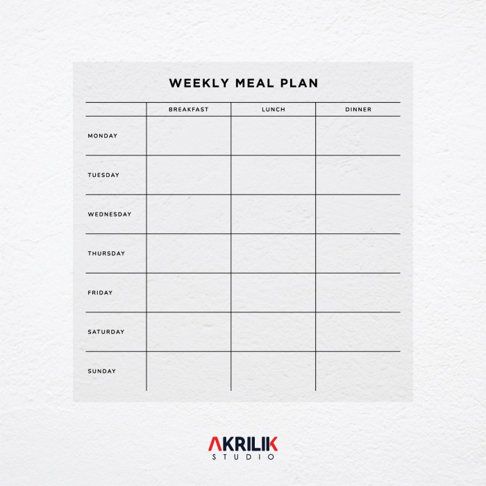 

[RESTOCK] Weekly Meal Planner Akrilik Jadwal Menu Dapur Acrylic Kitchen Plan - 30 x 30 cm, Bening