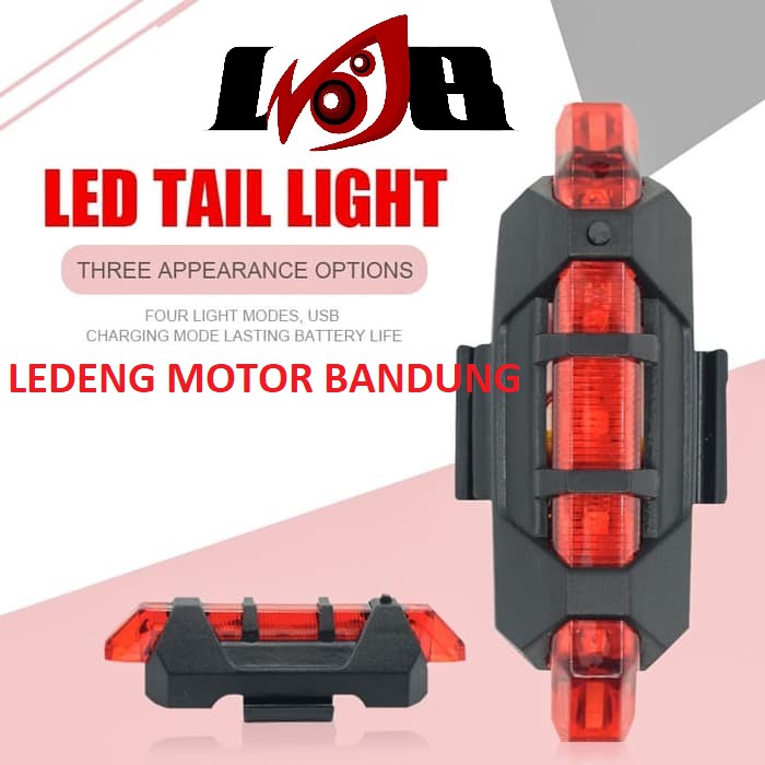 Lampu Belakang Sepeda Led Tail Light Rechargeable Micro USB Waterproof