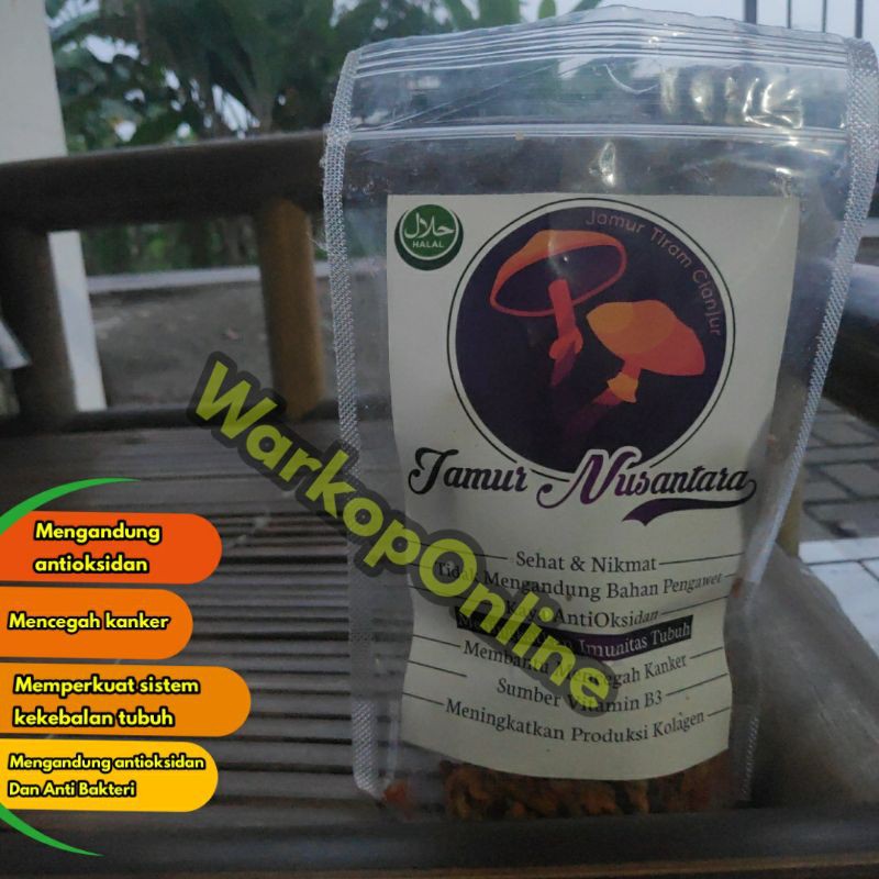 

Kripik Jamur Nusantara tiram Cianjur Nikmat Sehat crispy anti kanker kolesterol antioksidan imun