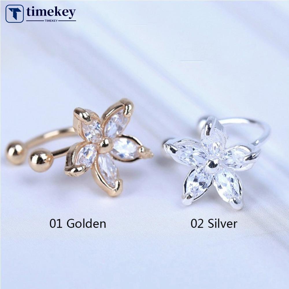 Timekey 1pc Anting Tusuk Bentuk U Desain Bunga Hias Kristal Untuk Wanita A9K3