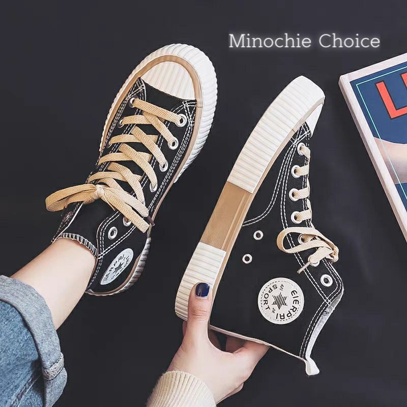 Sepatu Sneakers Wanita High Top Boots Kanvas Korean Sport BK-01-1