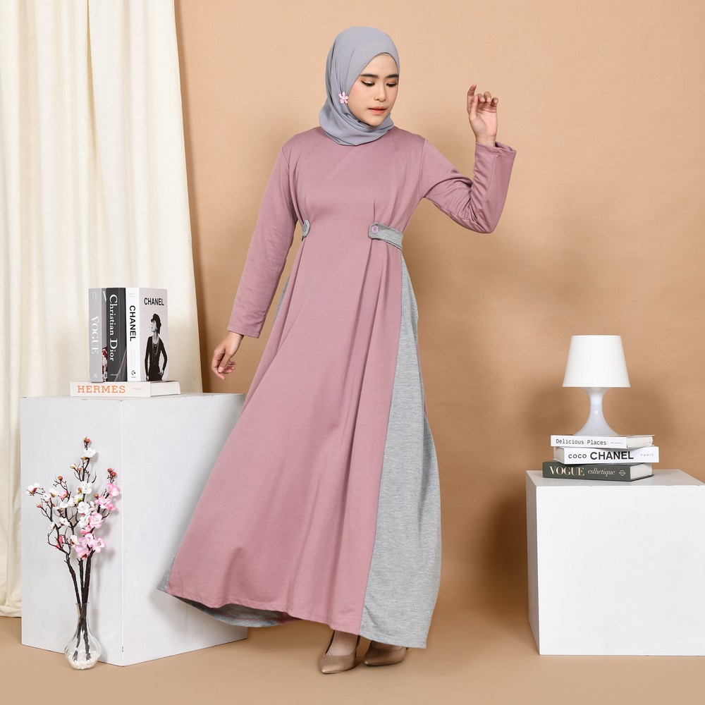 Mybamus Alessa Side Rope Dress Taro M14847 R13S6 - Gamis Muslim-4