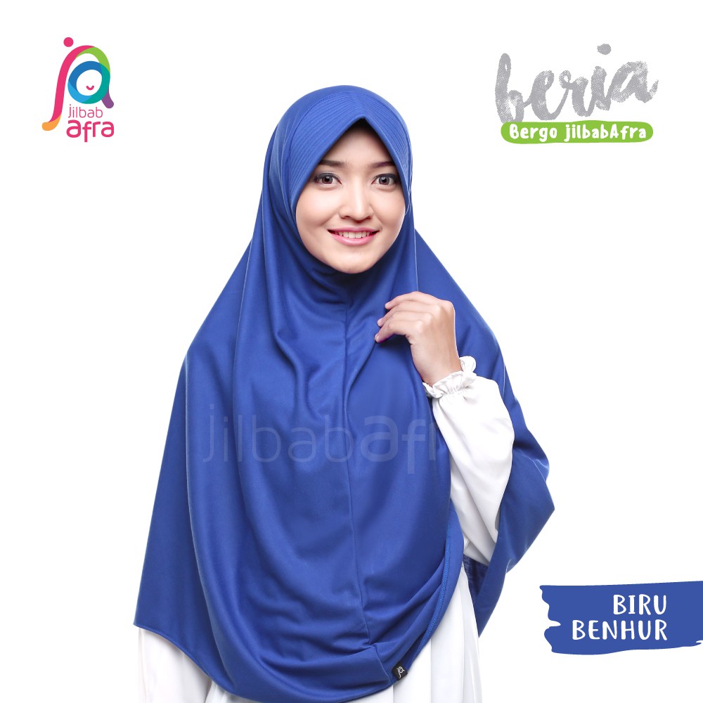 JilbabAfra Beria Biru Benhur - Bergo Kaos
