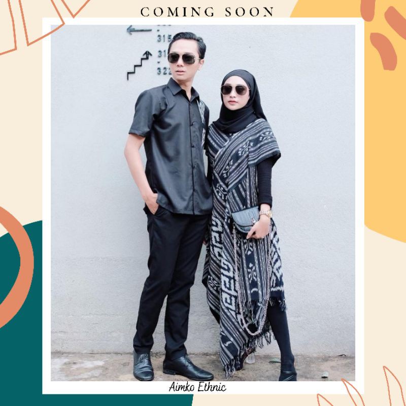 Baju Batik Couple Gamis Dress Tile Snow Kondangan Fashion Muslim Wanita Cople Kemeja Hem  Toyobo Pri
