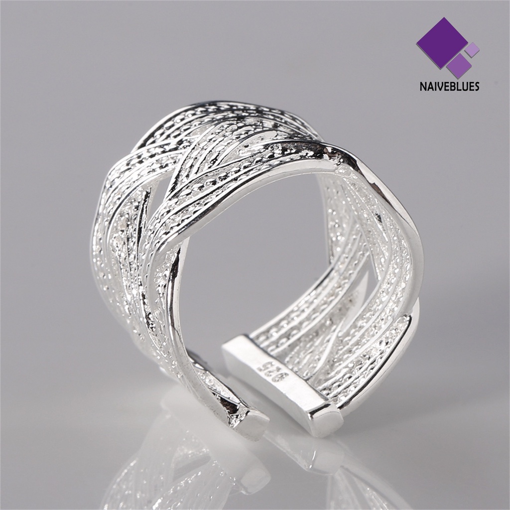 Cincin Model Terbuka Bahan 925 Silver Plated Untuk Wanita