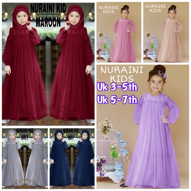 GAMIS NURAINI KID 3-4th / 4-5th / 5-7th Maxi DRESS ANAK FFed