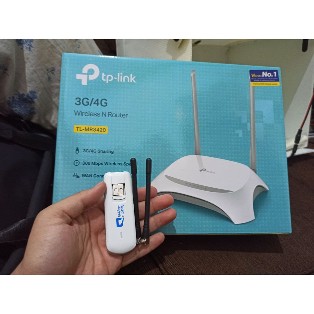 Paket Router TP-Link MR3420 + Modem USB 4G Huawei E3276 + Antena 2pcs
