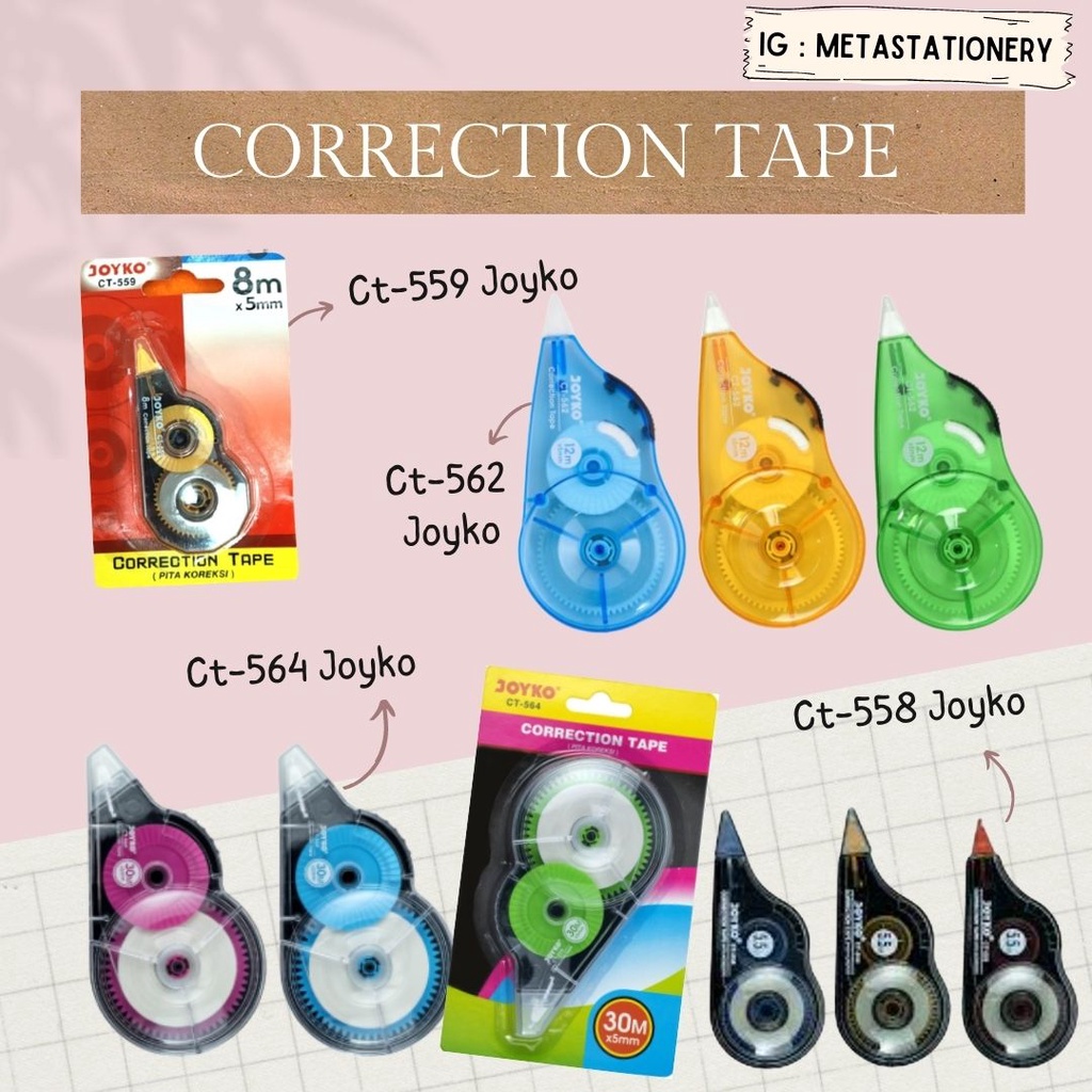 

Correction Tape / Tipex kertas Joyko Ct-