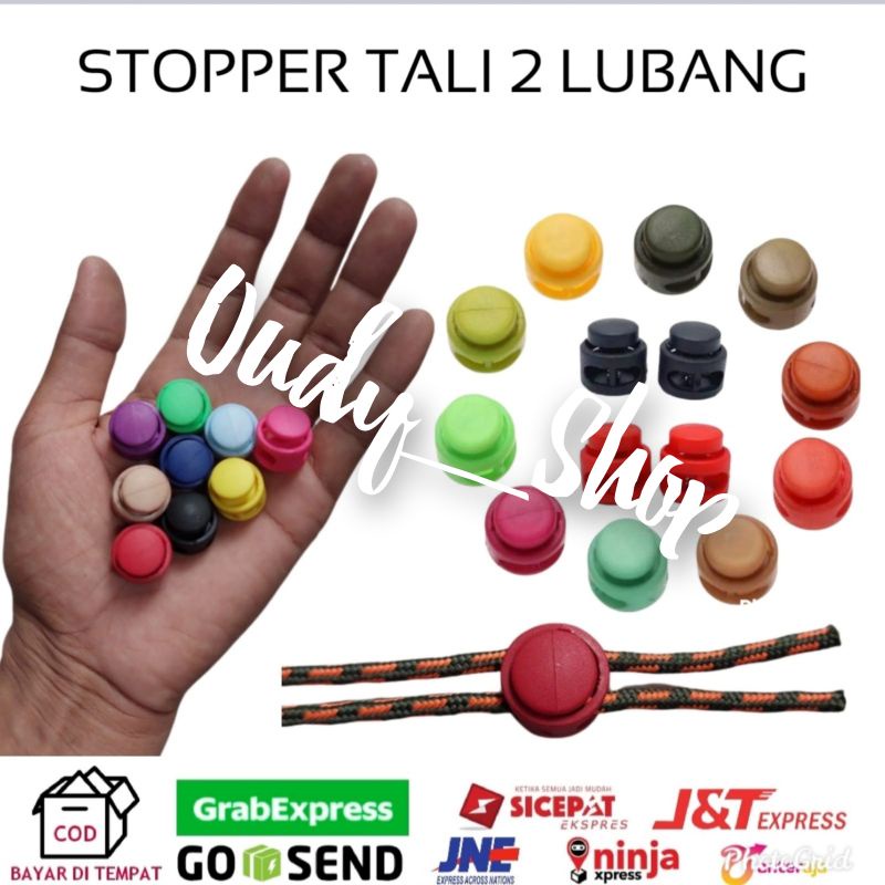 Stopper Lubang 2 Knop Bulat Tali Serut Sepatu 4 mm Adjustable