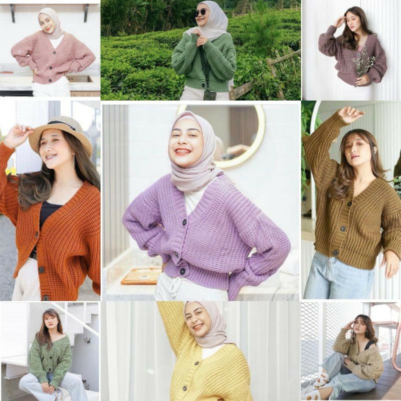 Cardingan Gracia 7GET OLIVIA TEBAL CARDIGAN CROP RAJUT / KARDIGAN RAJUT KANCING /CARDINGAN WANITA