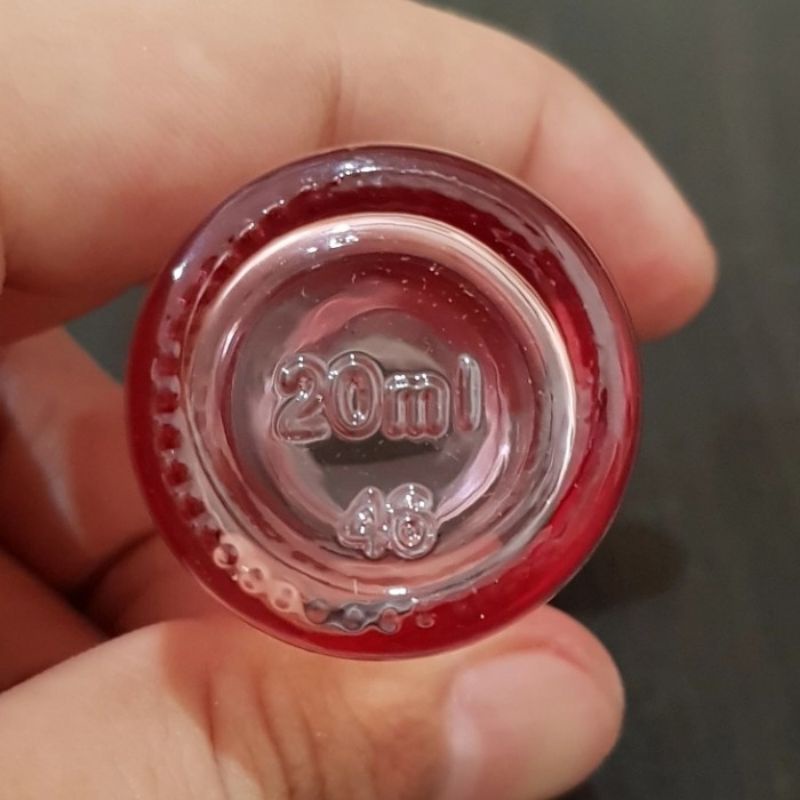 botol pipet kaca 20ml tebal pink bening - ring almunium silver