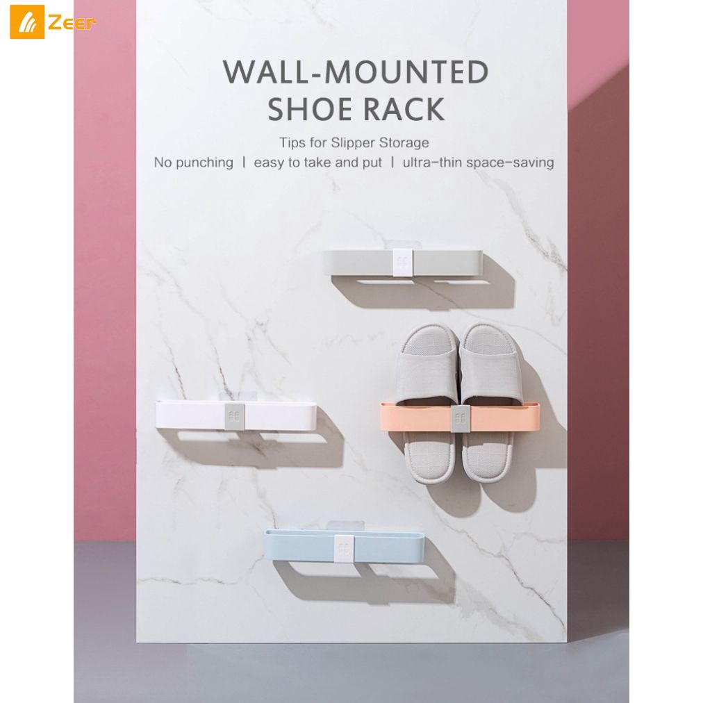 Ship Fast Bathroom Slippers Rack Wall Mounted Toilet Door Free Punching Shoe Rack Drain Rack Zeer Shopee Indonesia