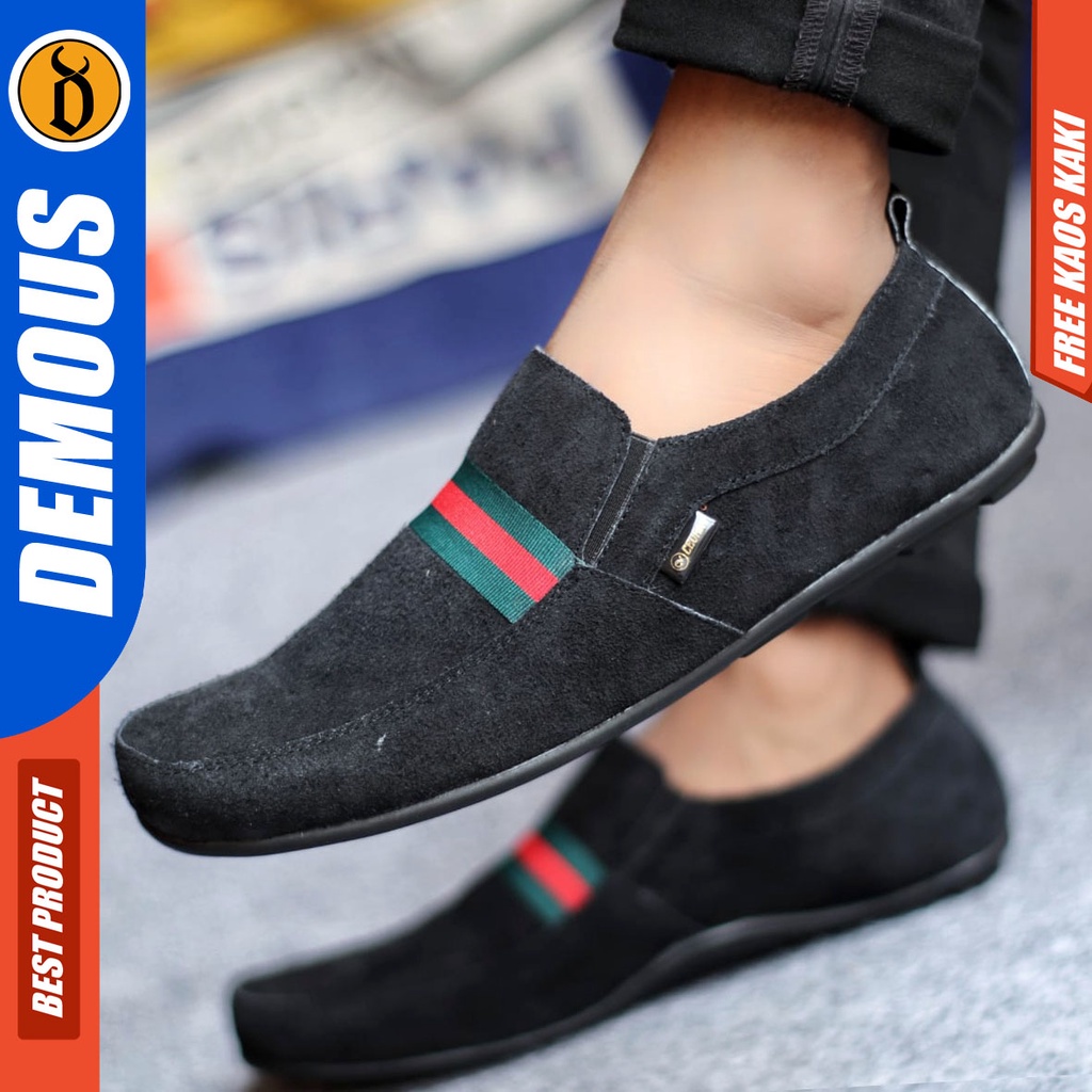 DEMOUS YOME Sepatu Slip On Kulit Casual Slop Kasual Santai