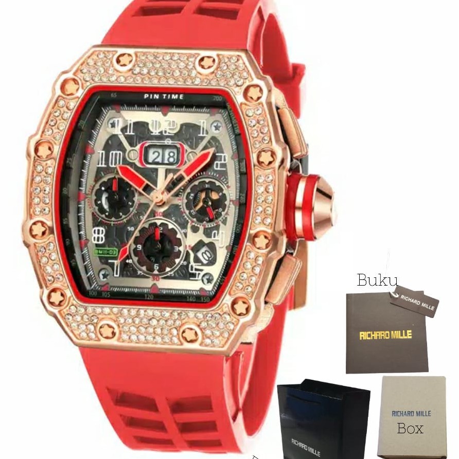 jam tangan pria rm mata" chrono aktif full set terbaru y1040